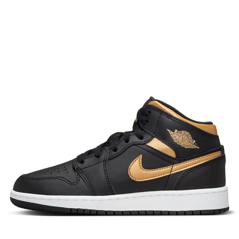 Air Jordan 1 Mid (GS) - Black/Metallic Gold