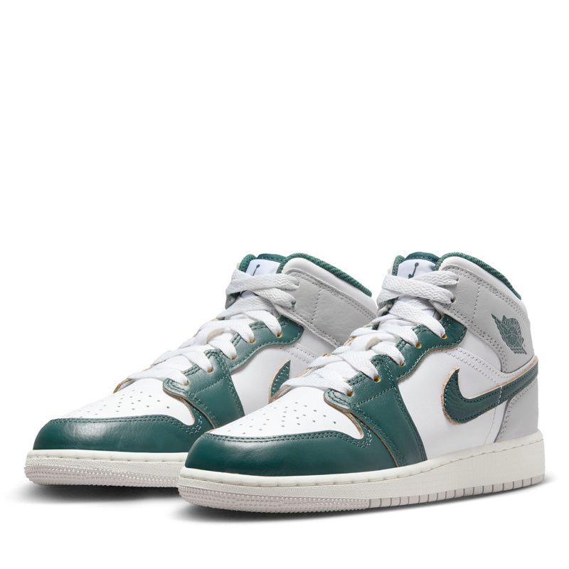 Air Jordan 1 Mid SE (GS) - White/Oxidized Green