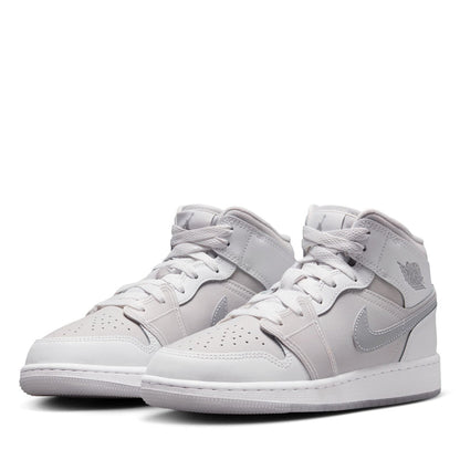 Air Jordan 1 Mid SE (GS) - Summit White/Metallic Silver