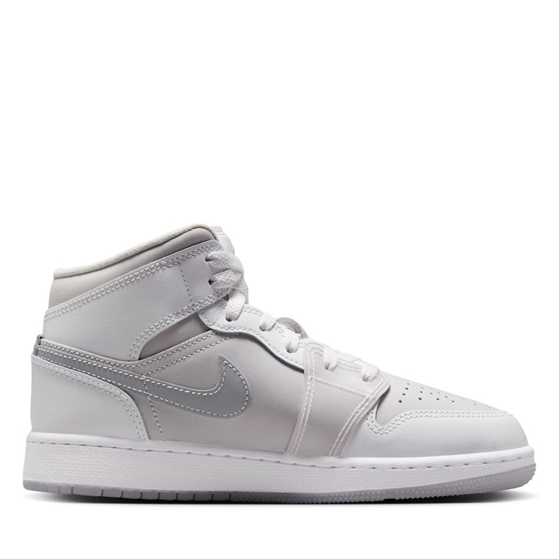 Air Jordan 1 Mid SE (GS) - Summit White/Metallic Silver