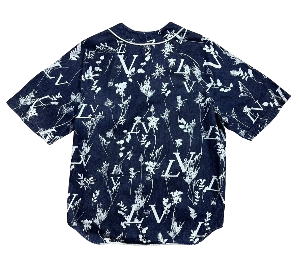 Louis Vuitton 'Navy Monogram Flower Print' Button Up Tee