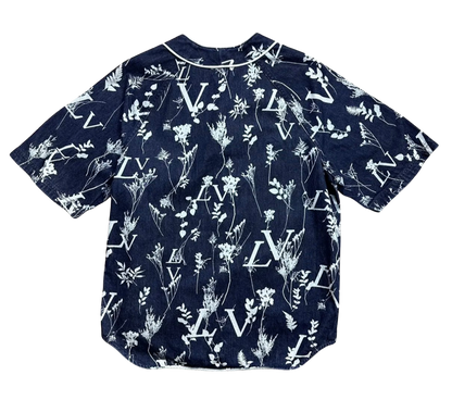 Louis Vuitton 'Navy Monogram Flower Print' Button Up Tee