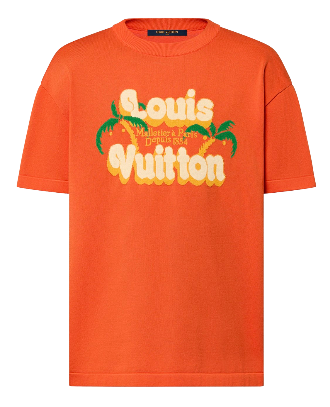 Louis Vuitton 'Palm Trees' Intarsia Orange Crewneck Tee