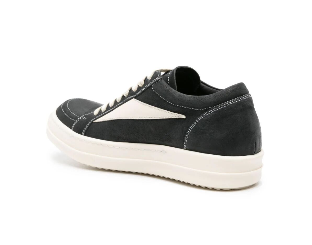 Rick Owens 'Black' Nubuck Suede Vintage Low Sneakers