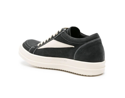 Rick Owens 'Black' Nubuck Suede Vintage Low Sneakers