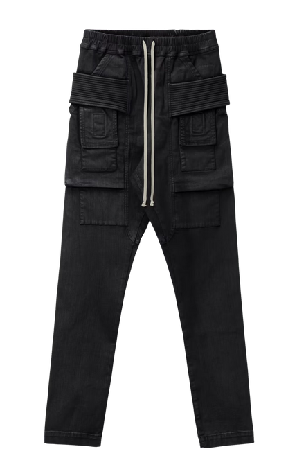 Rick Owens DRKSHDW 'Black' Creatch Cargo Waxed Pants