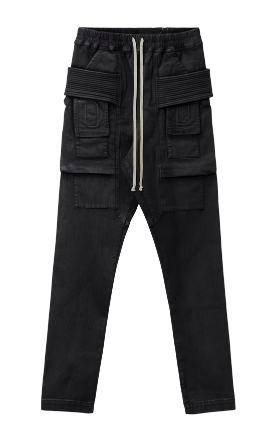 Rick Owens DRKSHDW 'Black' Creatch Cargo Waxed Pants