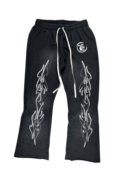 Hellstar 'Racer Flame' Black Flare Sweats