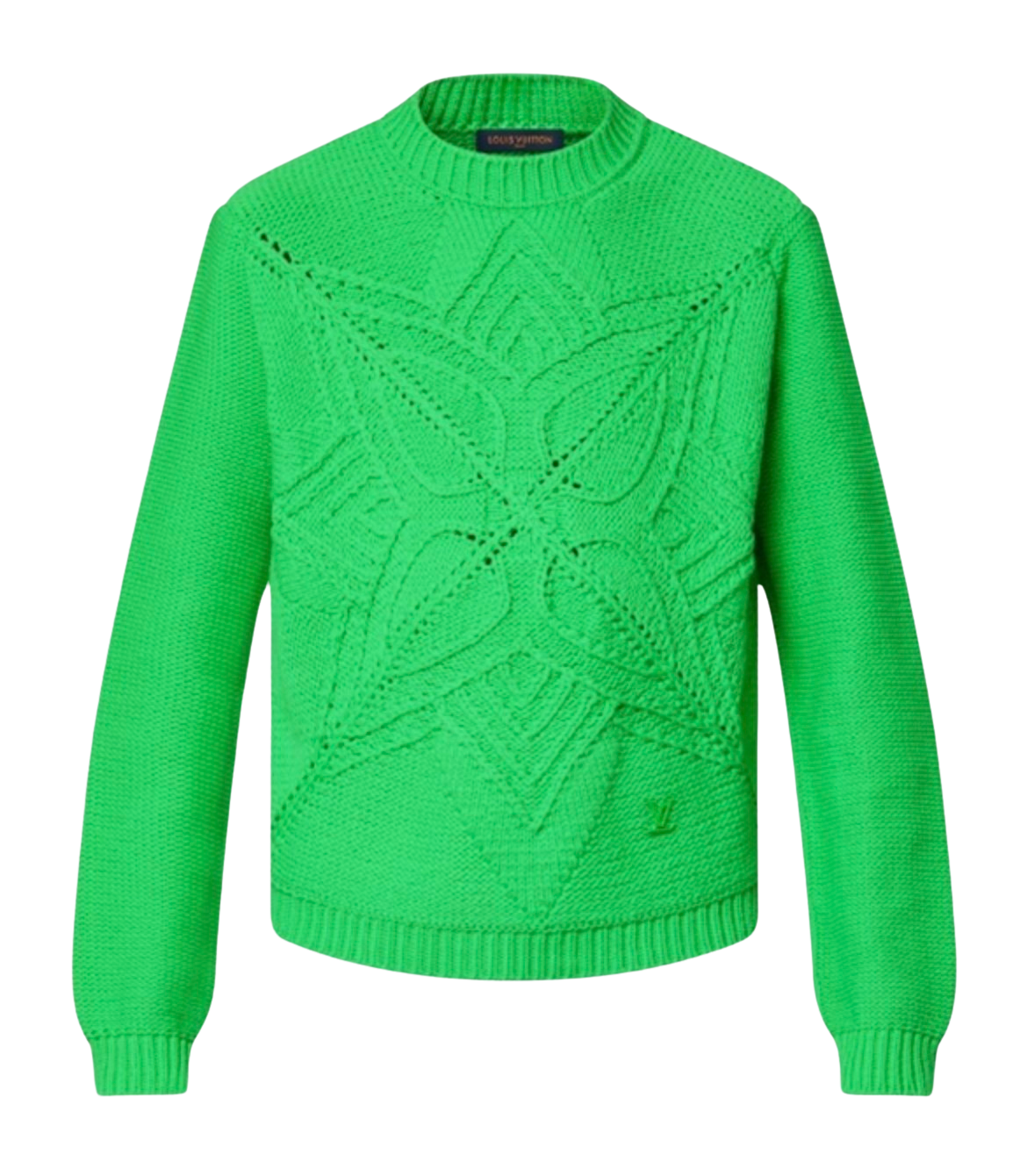 Louis Vuitton 'Flower' Green Knit Crewneck Sweater