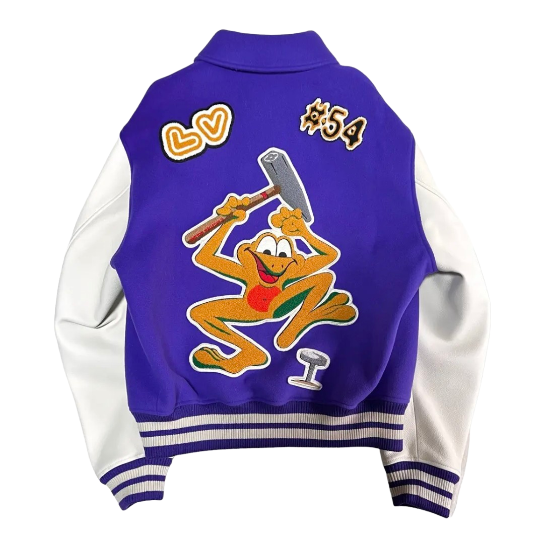 Louis Vuitton 'Multi-Patches Leather' Purple Varsity Jacket