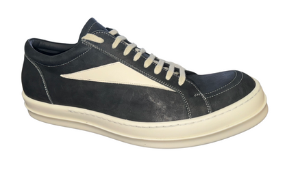 Rick Owens 'Black' Nubuck Suede Vintage Low Sneakers