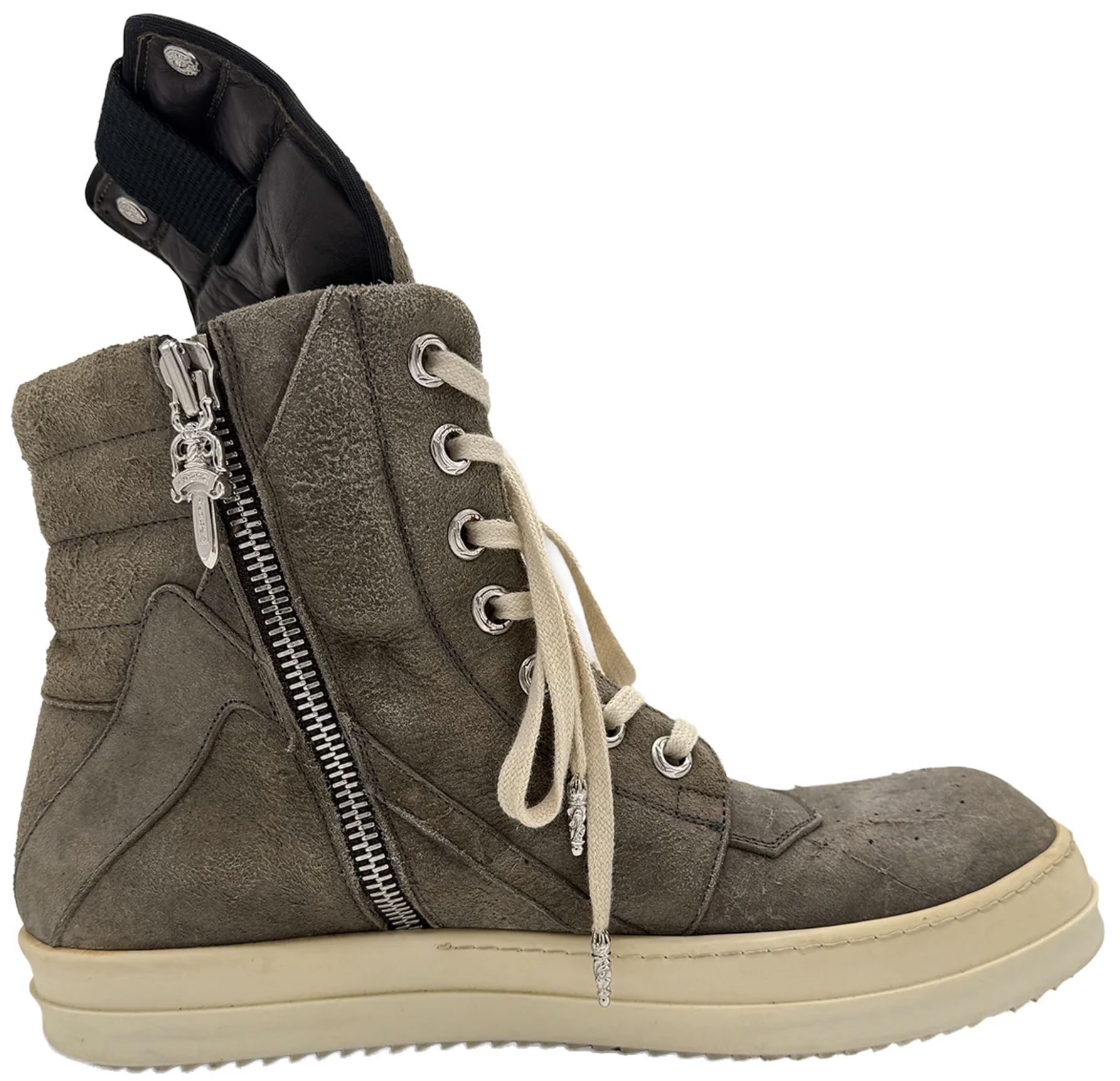 Chrome Hearts x Rick Owens 'Grey' Suede Geobasket Sneakers