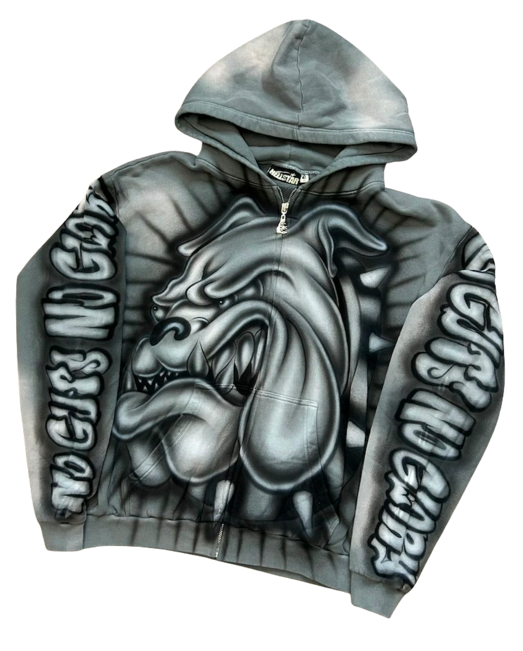 Hellstar 'Airbrushed Bulldog' Zip Up Hoodie