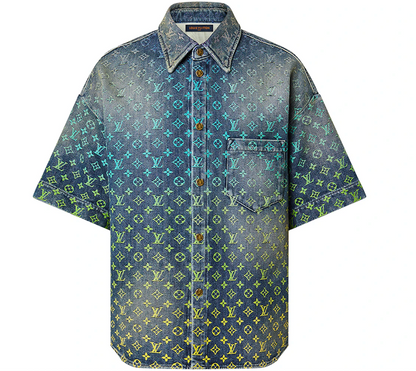 Louis Vuitton 'Rainbow Monogram' Short-Sleeved Denim Shirt