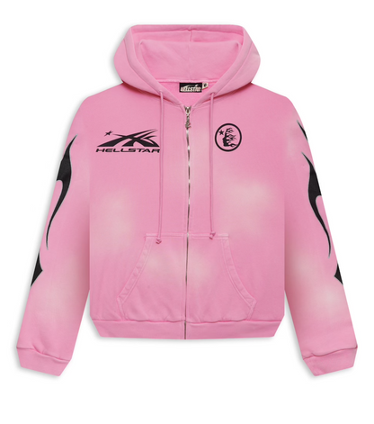 Hellstar 'Pink' Sports Flame Zip Up Hoodie