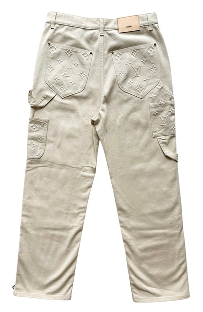 Louis Vuitton 'Cream' Monogram Workwear Denim Carpenter Pants