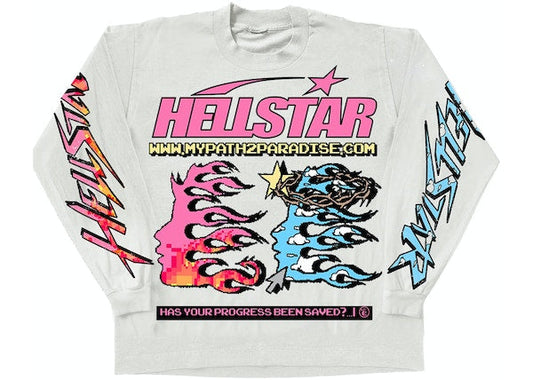 Hellstar 'Pixel' White Long-Sleeve Tee